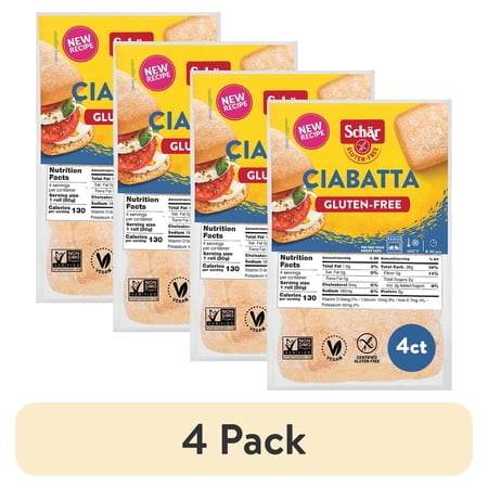 (4 pack) Schar Gluten Free Sourdough Ciabatta Rolls, Artisan Style Bread, Shelf-Stable, 4 Count, 7 oz