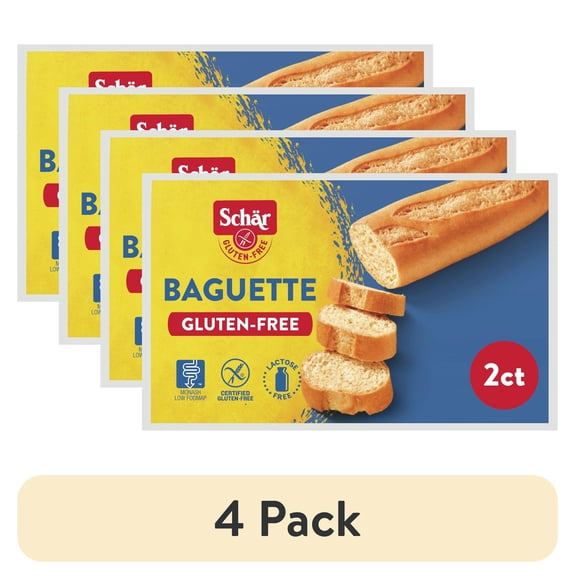 (4 pack) Schar Gluten Free Full Baguette French Bread Loaf, Regular, Shelf-Stable, 12.3 oz (2 Count)
