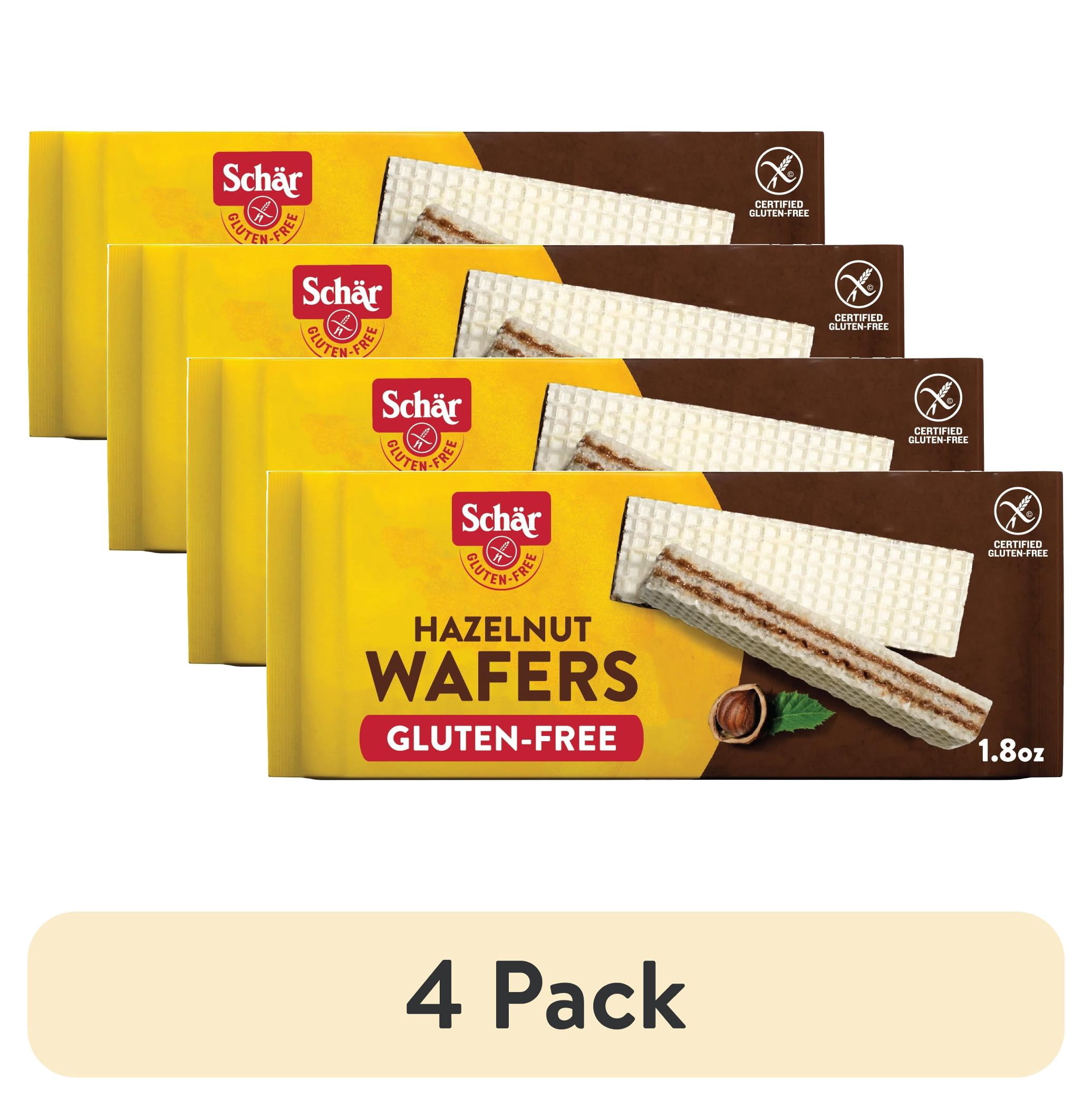 (4 pack) Schar Gluten-Free Hazelnut Wafers Cookies, Foil-Sealed Bag, 1.8oz