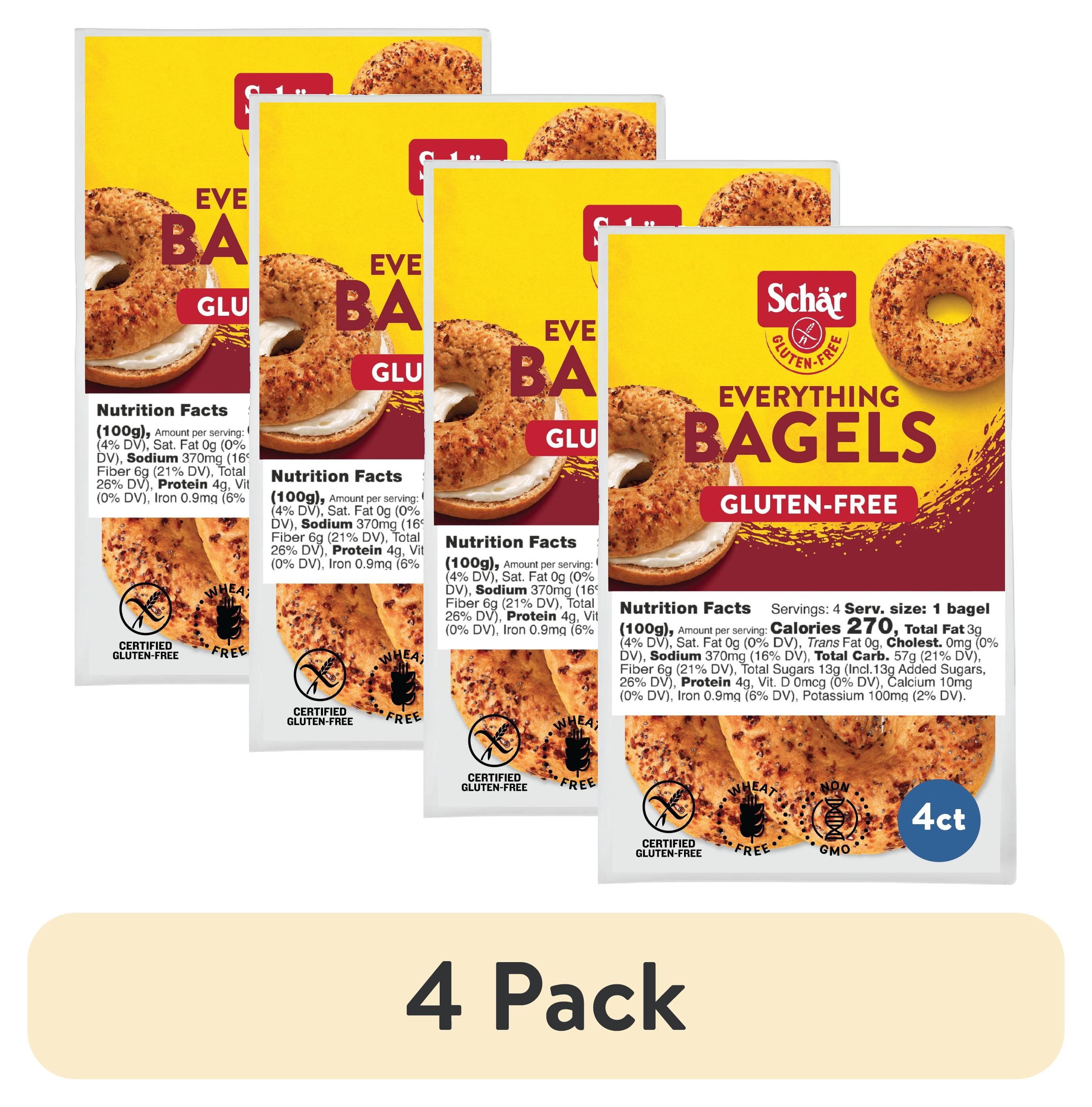 (4 pack) Schar Gluten Free Pre-Sliced Everything, Gluten Free Chewy Bagels, 14.1oz