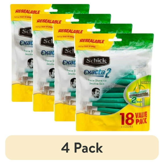 (4 pack) Schick Exacta 2 Sensitive Disposable Razors, 18 ct