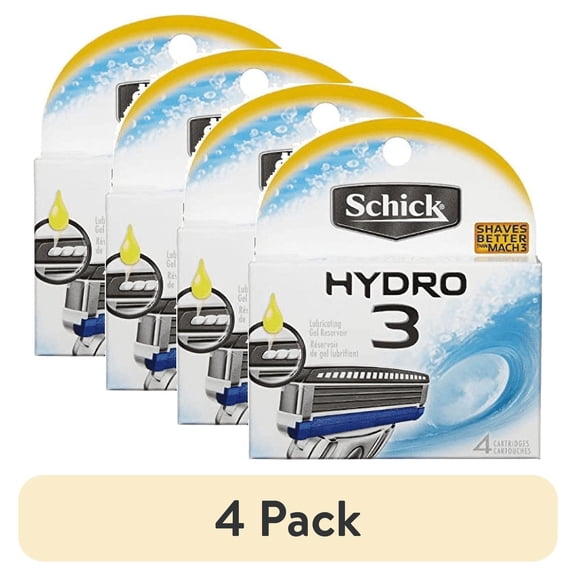 (4 pack) Schick Hydro 3 Refill Blade Cartridges for Men, 4 count