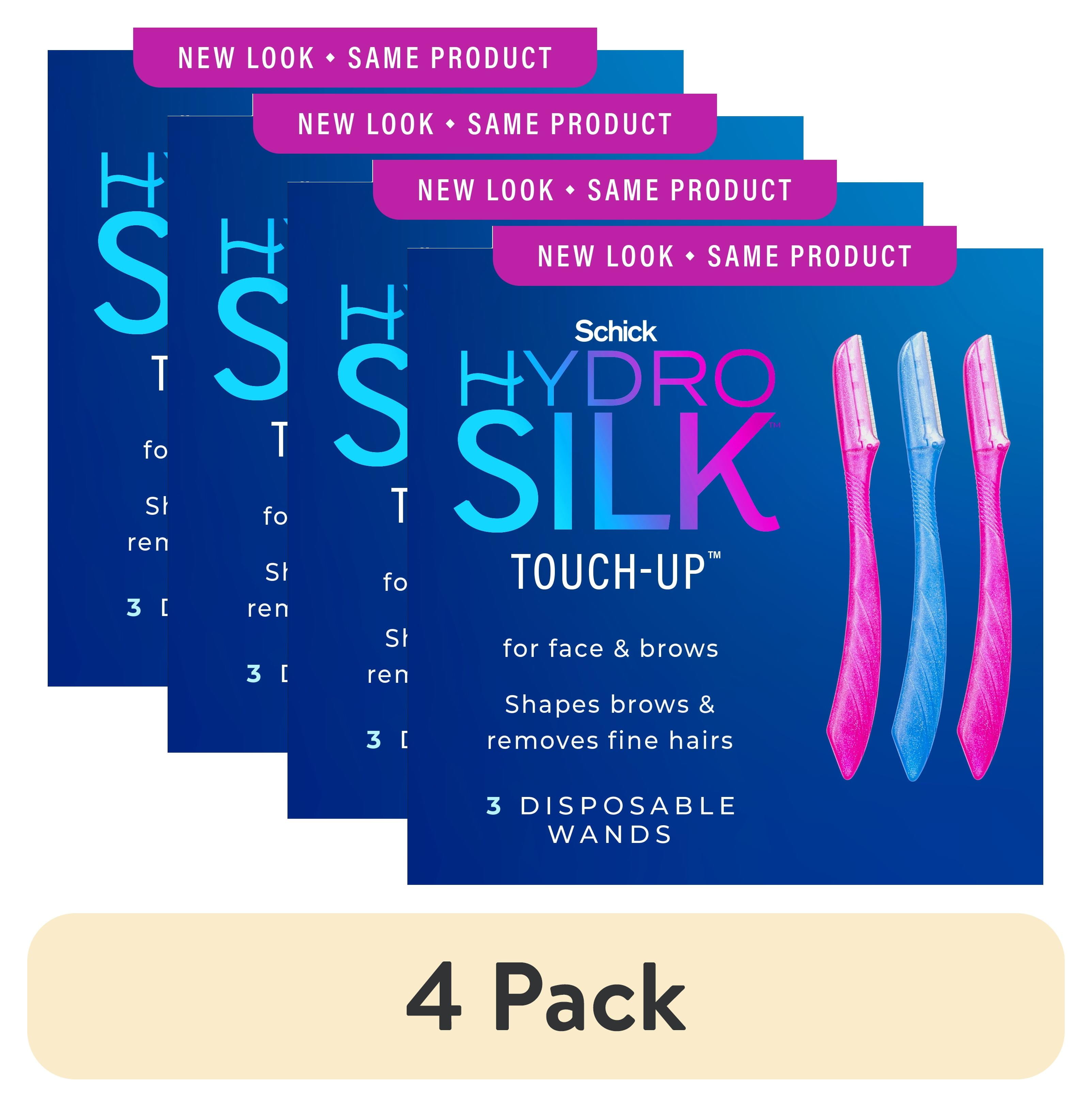 (4 pack) Schick Hydro Silk Touch-up Manual Dermaplaning Razor with Precision Cover, 3 Ct, Women’s Face Razor