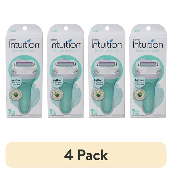 (4 pack) Schick Intuition Sensitive Care Women's Razor | Womens Razors for Shaving | Sensitive Care with Aloe & Vitamin E | Womens Razors for Shaving Bikini Area | Sensitive Skin