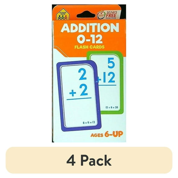 (4 pack) School Zone Addition 0-12 Flash Cards (Walmart Exclusive)