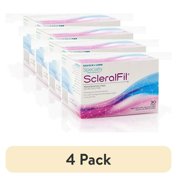 (4 pack) ScleralFil Preservative Free Saline Solution, 0.34 Fl Oz Vials, 30 Count