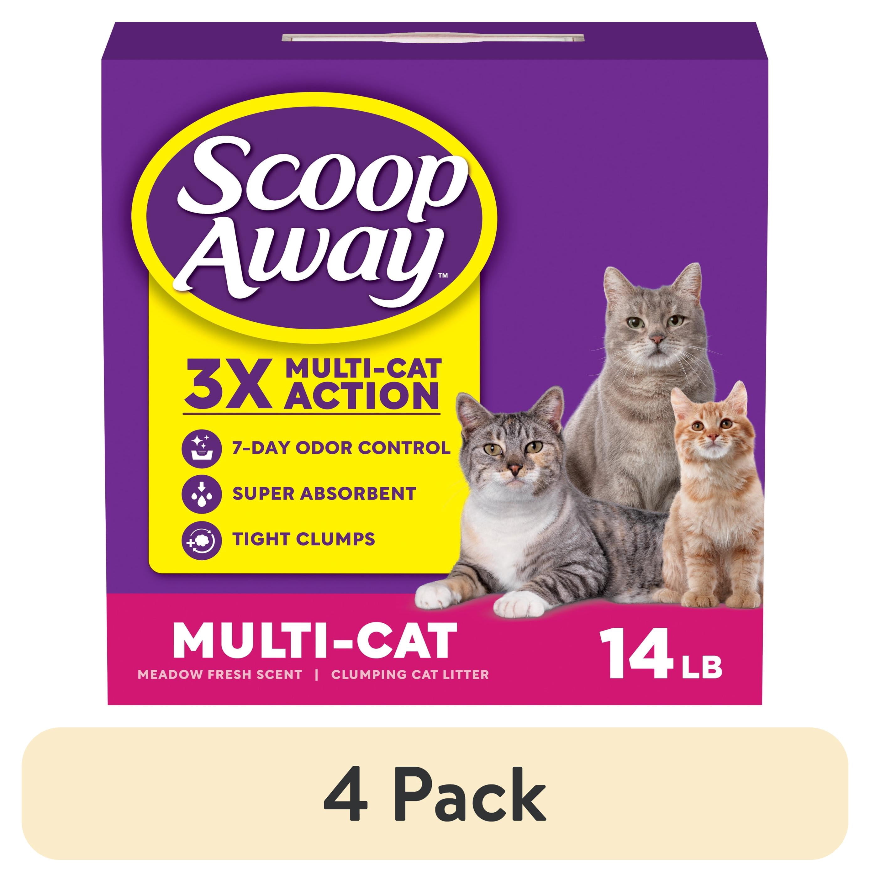 (4 pack) Scoop Away Multi Cat Litter With Meadow Fresh Scent, 14 lb. Box