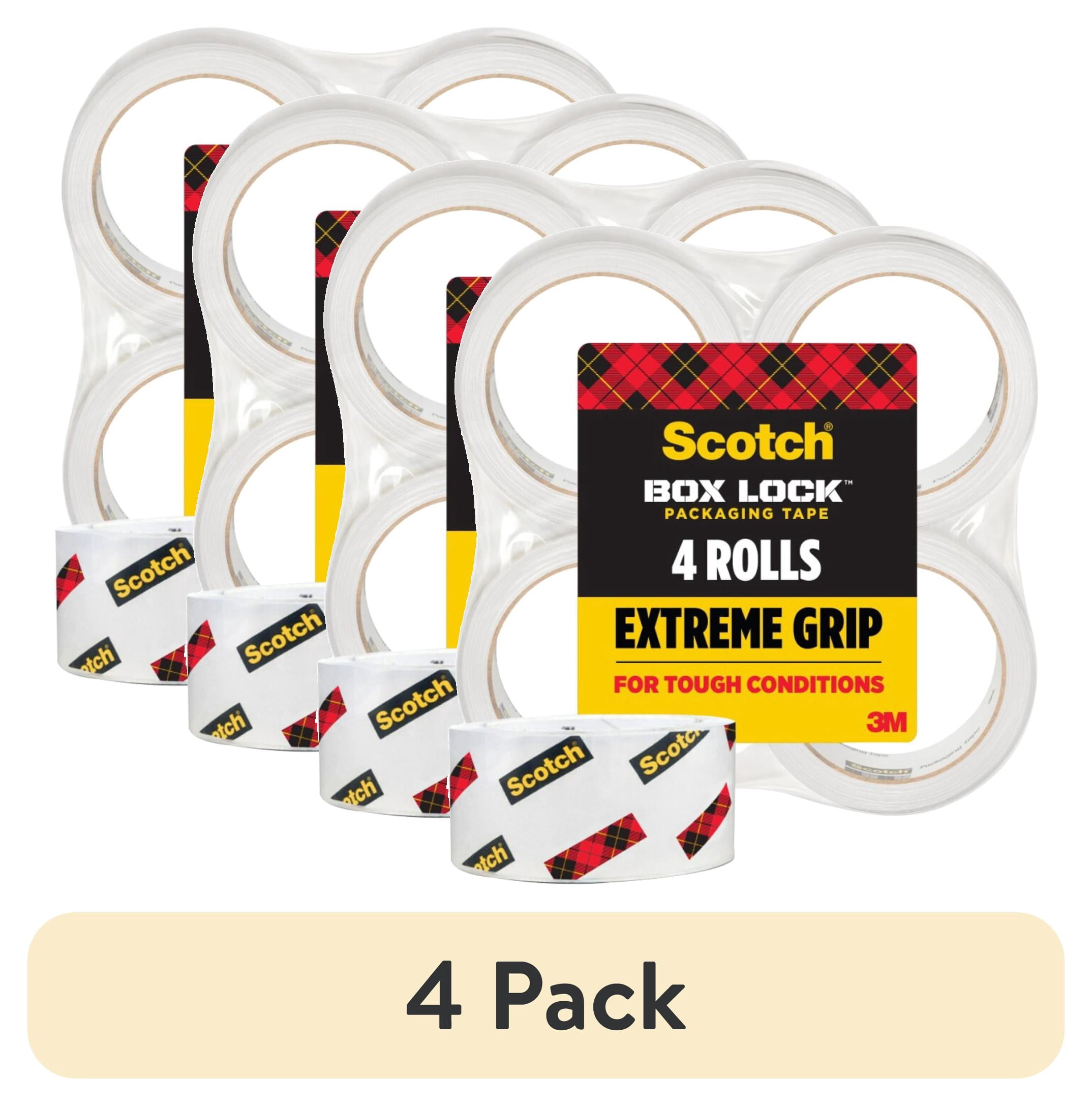 (4 pack) Scotch Box Lock Packaging Tape, Clear, 1.88 in. x 54.6 yd, 4 Rolls