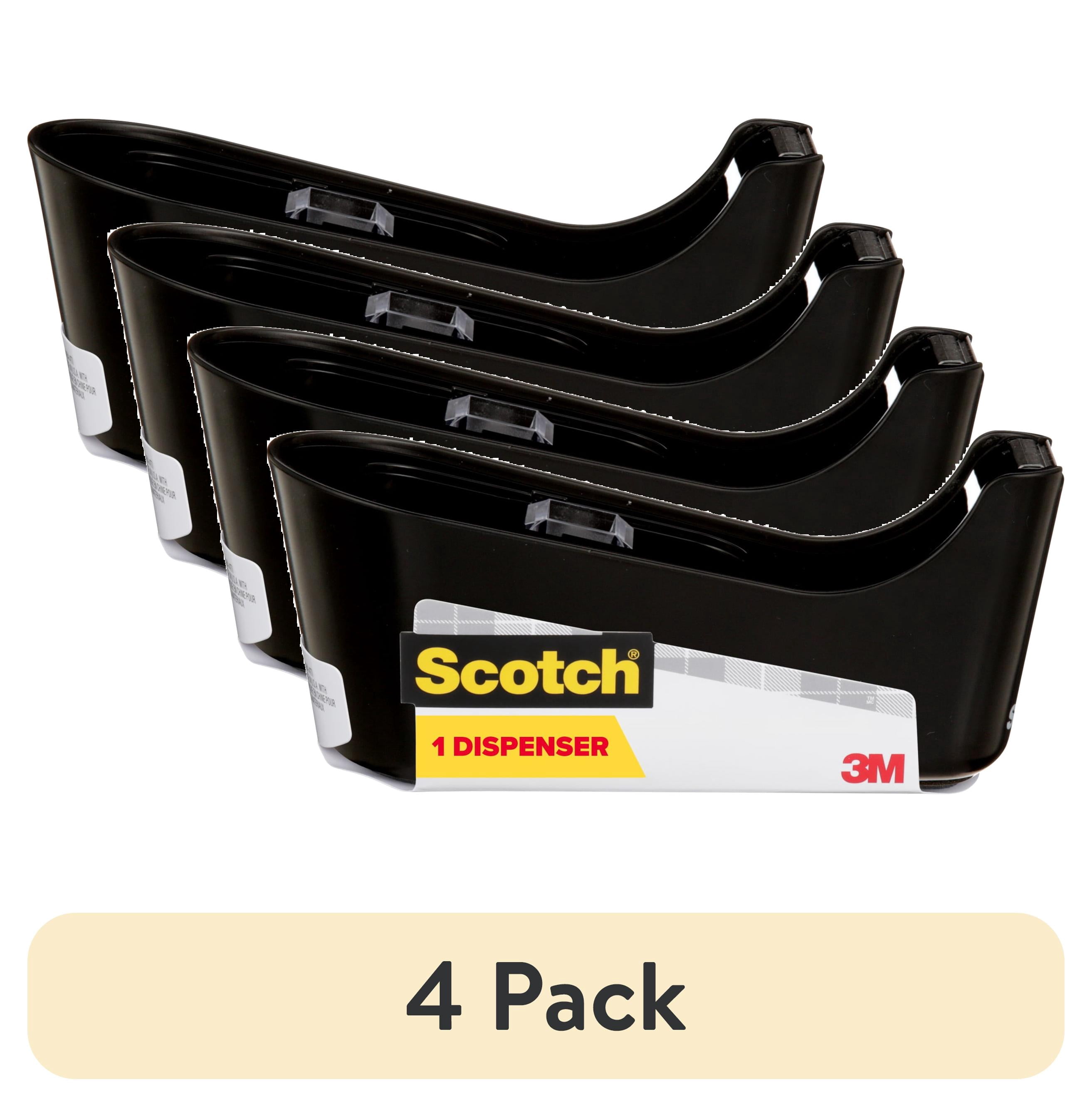 (4 pack) Scotch Desktop Tape Dispenser, Black, Holds 1" Core Tape, 1 Dispenser