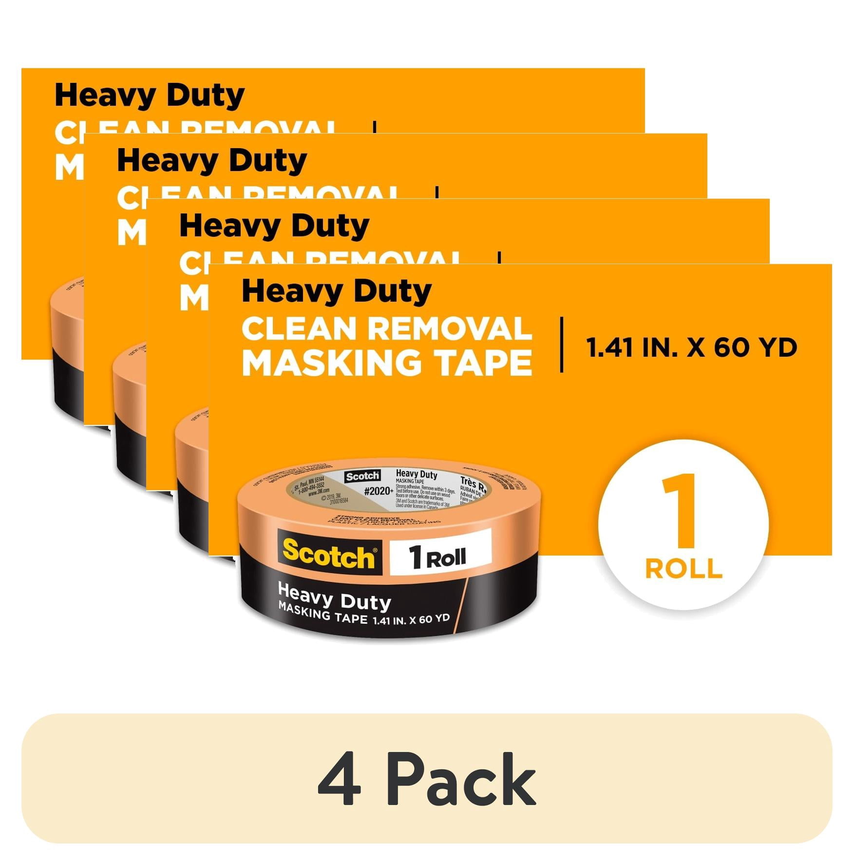 (4 pack) Scotch Heavy Duty Masking Tape, 1.41 in x 60.1 yd, Orange, 1 Roll