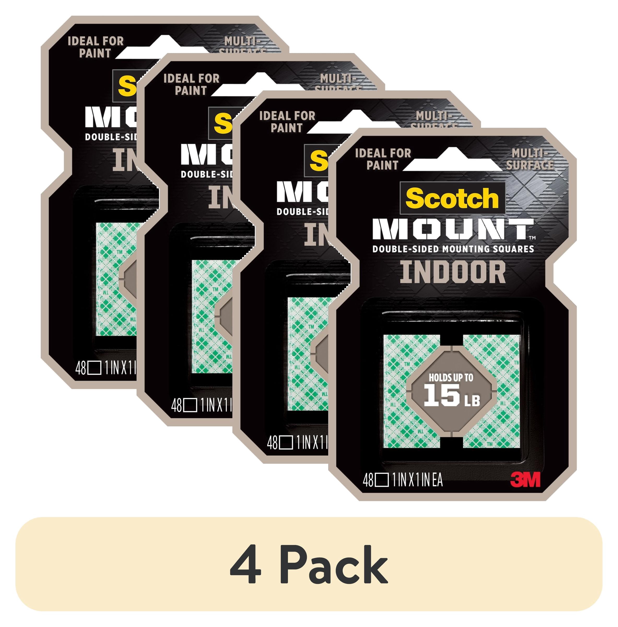 (4 pack) Scotch-Mount Indoor Double-Sided Mounting Squares, 48 1 inch Squares