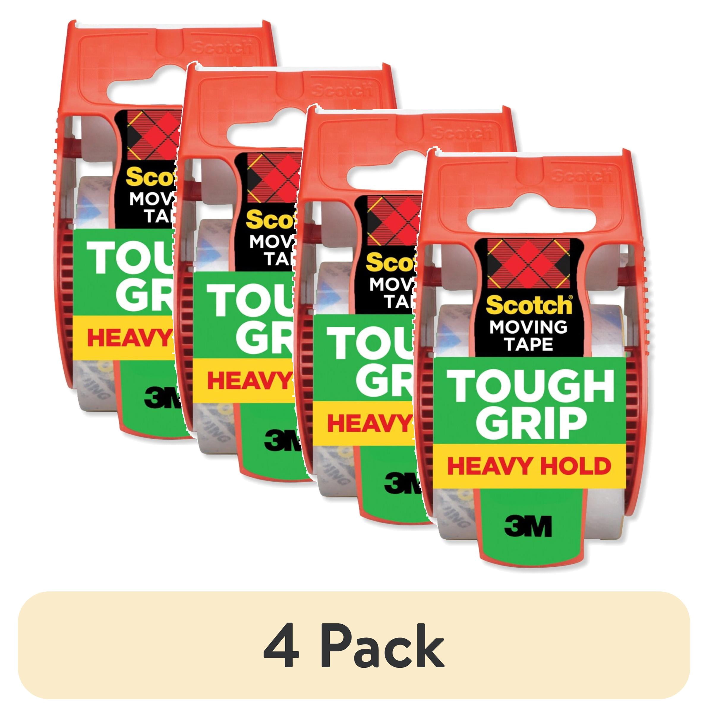 (4 pack) Scotch Tough Grip Moving Packaging Tape, Clear, 1.88 in x 925 in, 1 Roll