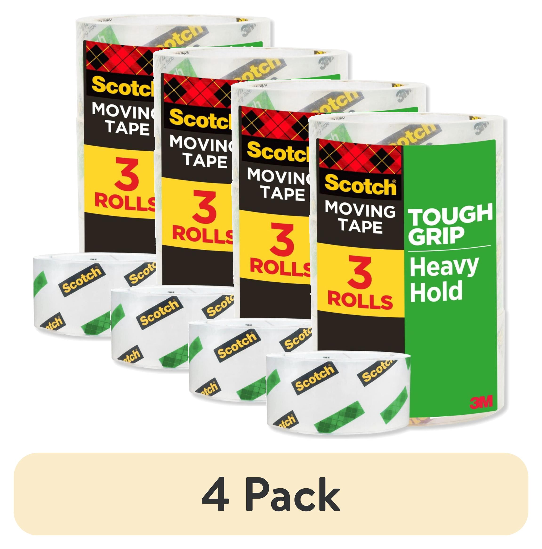 (4 pack) Scotch Tough Grip Packaging Tape, Clear, 1.88in x 65.6yds 3 Rolls