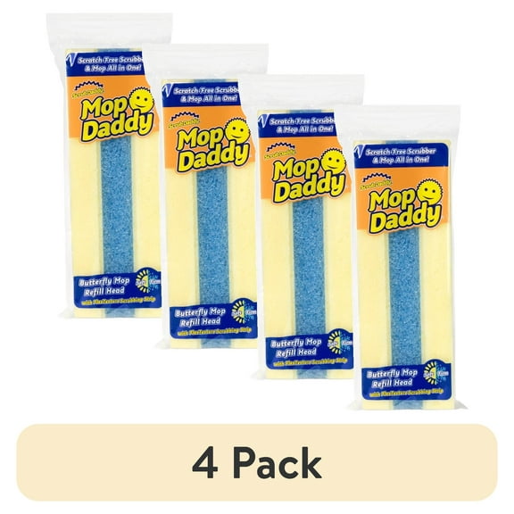 (4 pack) Scrub Daddy Butterfly Sponge Mop with Extra Refill Head, 2 Count