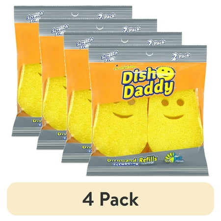 (4 pack) Scrub Daddy Dish Daddy Non-Scratch Scrub Dishwand Refills, 2 Count