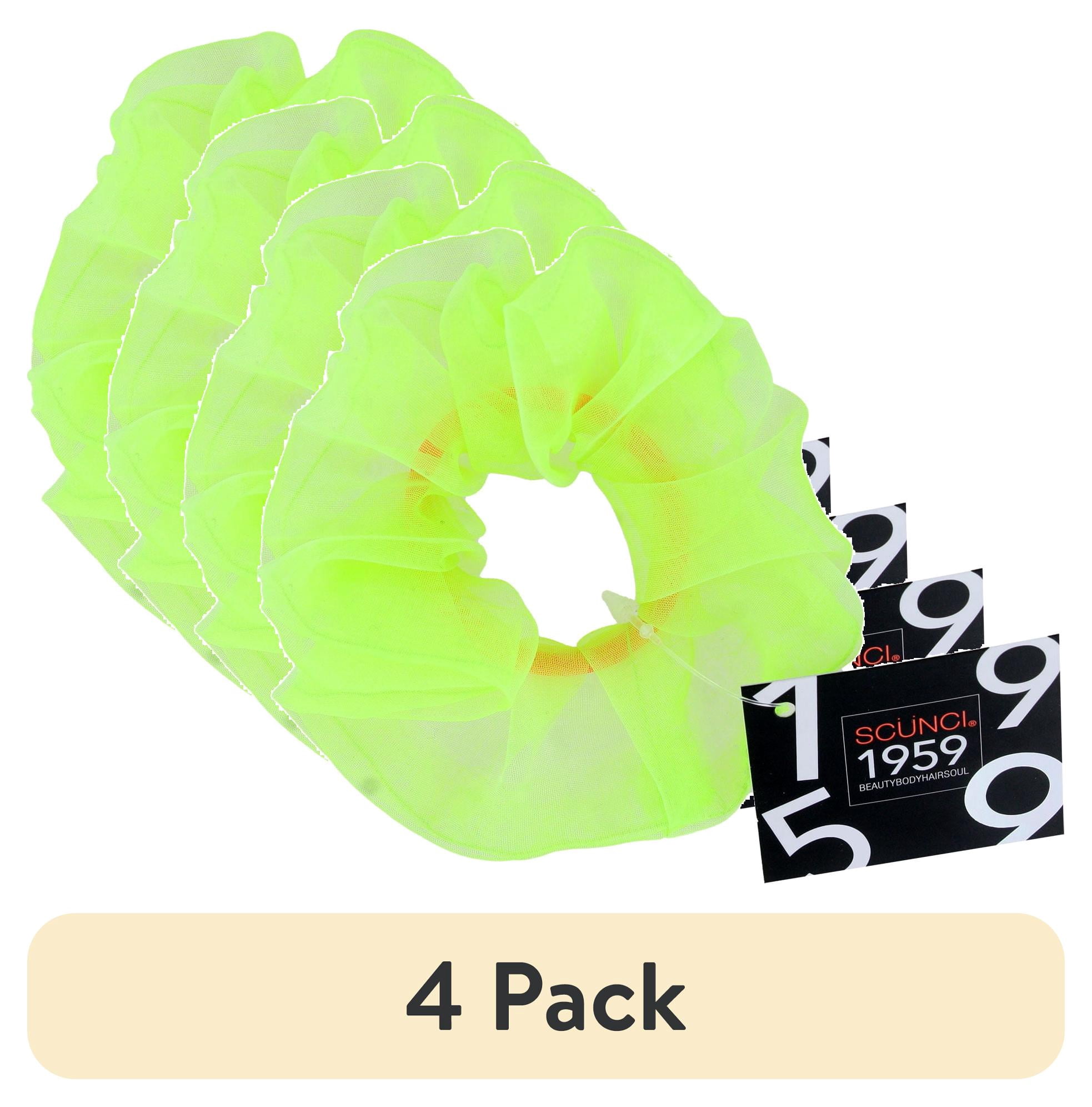 (4 pack) Scunci 1959 Hair Scrunchie, Neon Yellow, 1-Piece