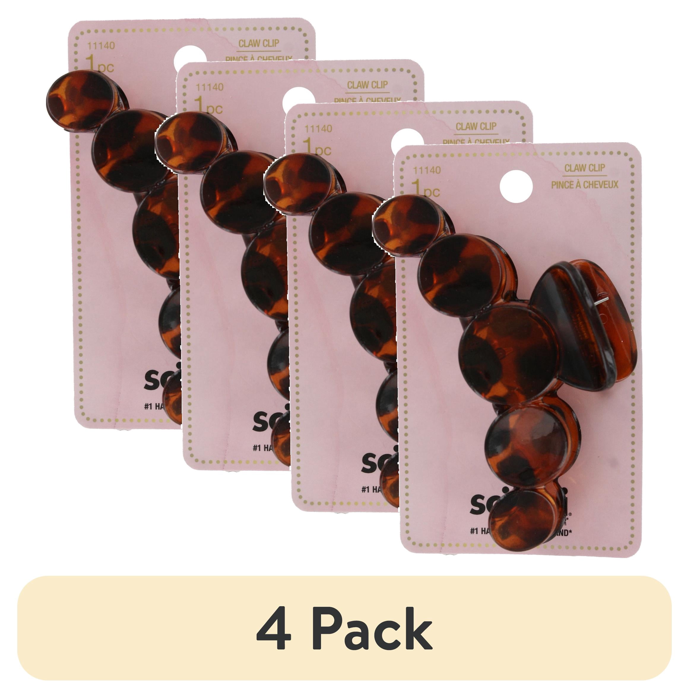 (4 pack) Scunci Claw Hair Clips for Women Elegant Round Design Hair Accessories for All Hair Types (Colors May Vary: Pink or Tortoiseshell)