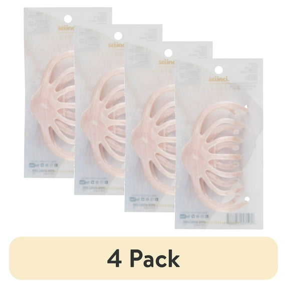 (4 pack) Scunci Collection Pearl Jaw Clip, Blush Pink, 1-Piece