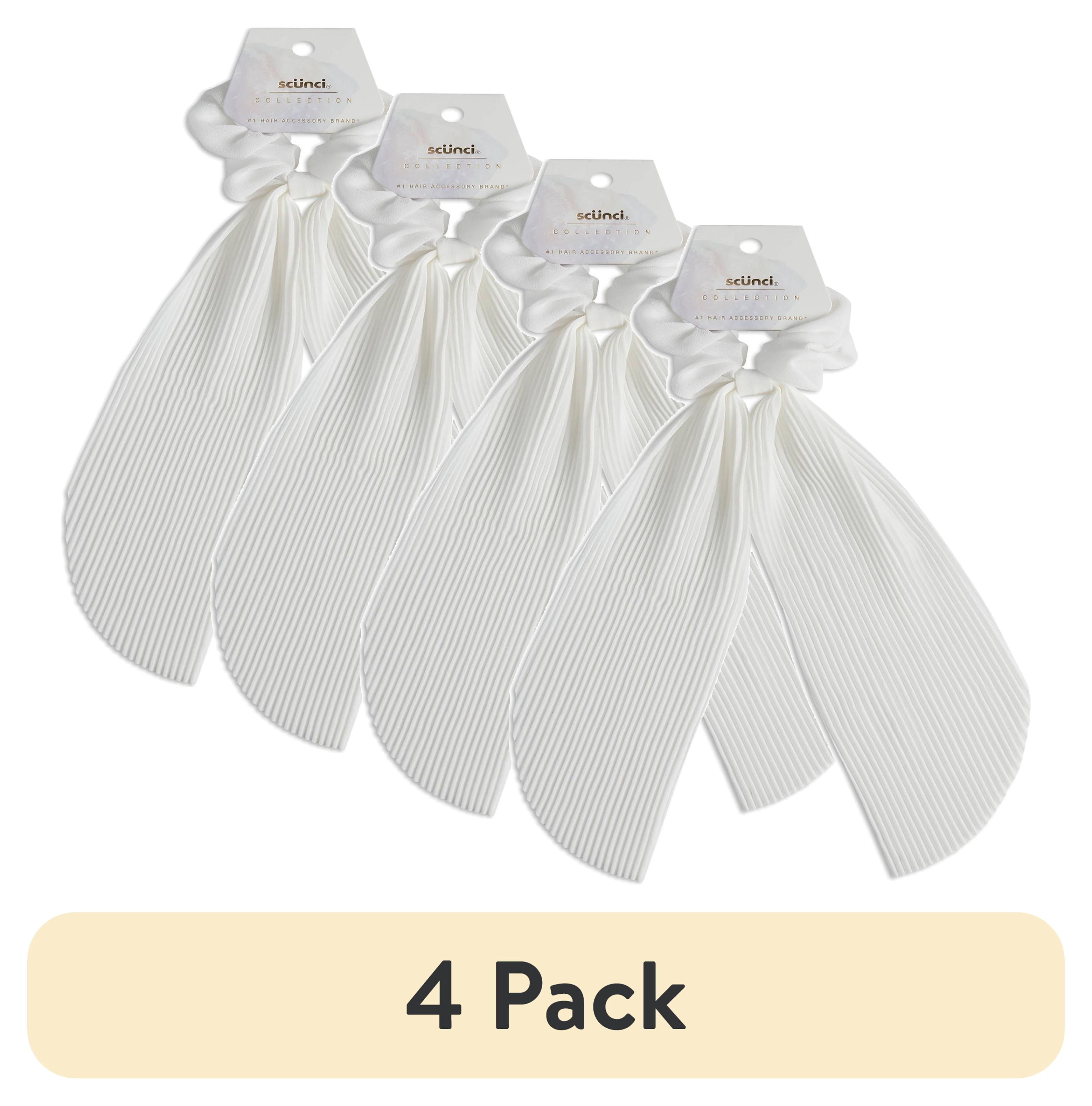 (4 pack) Scunci Collection Scarf Scrunchie, White, 1-Piece