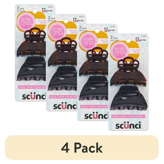 (4 pack) Scunci Decorative Claw Clips Magic Hinge Italian Design