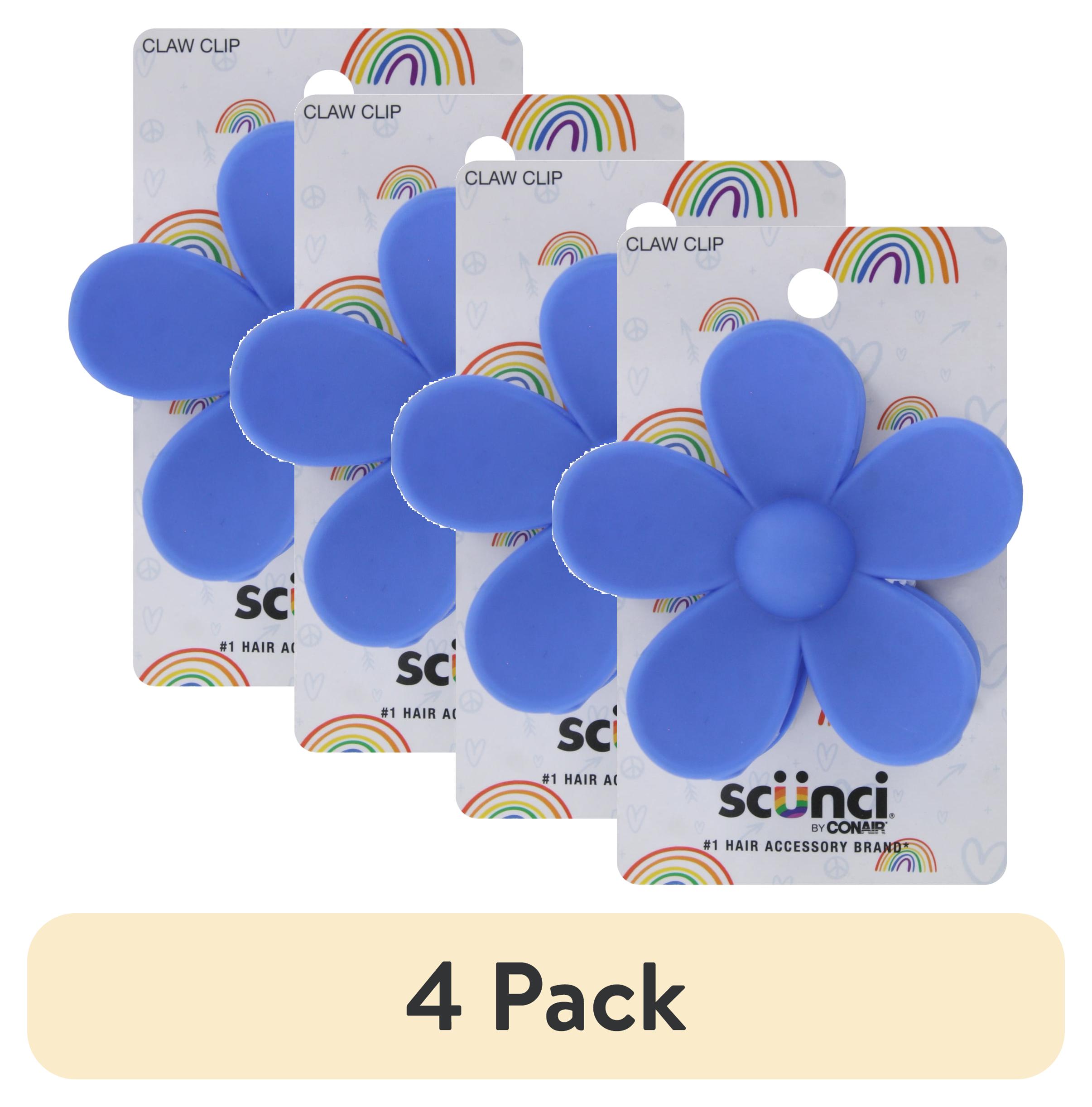 (4 pack) Scunci Flower Jumbo Claw Hair Clip, Color Will Vary, 1-Piece