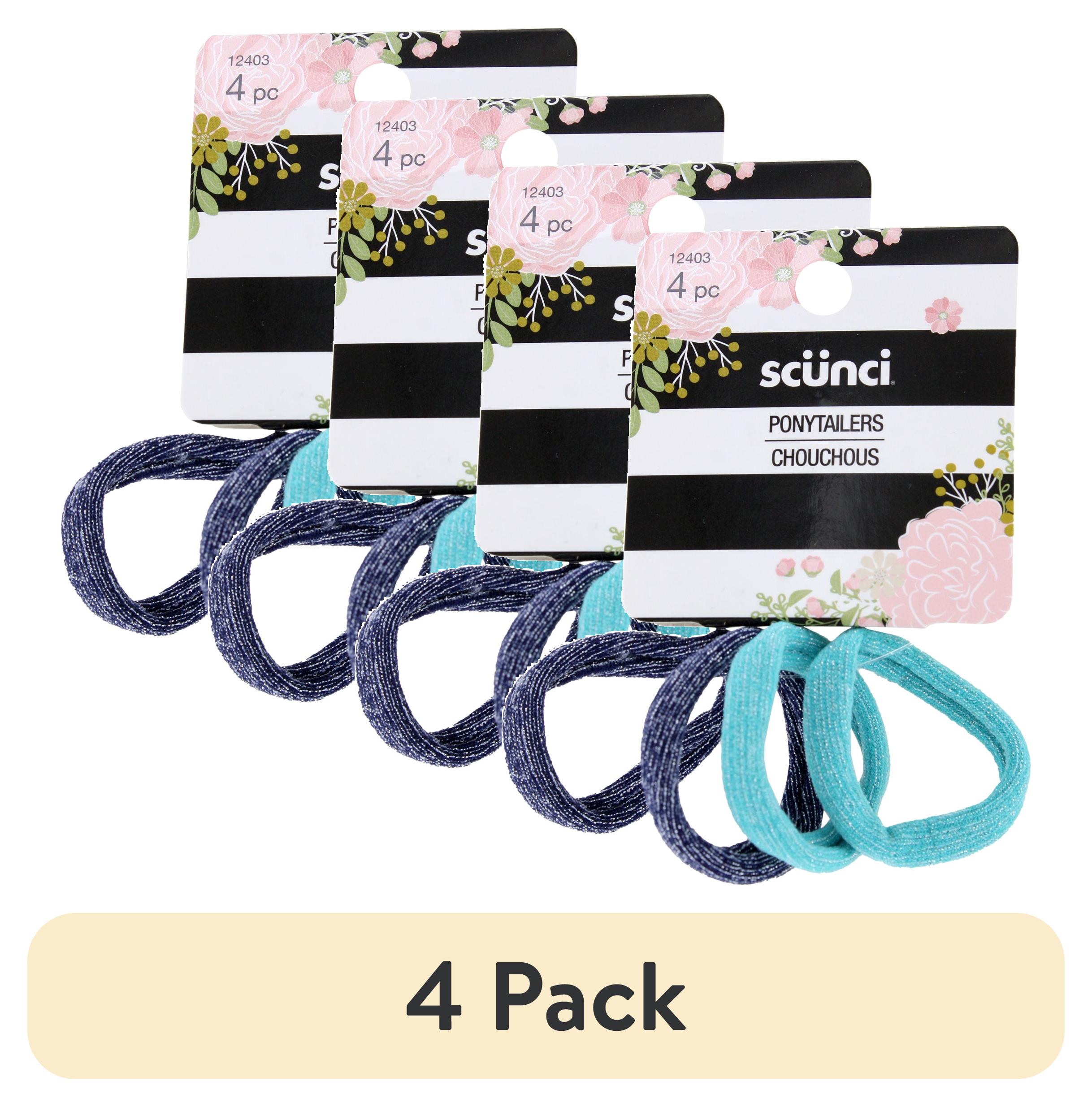 (4 pack) Scunci Hair Ponytailers, Assorted Colors, 4-Pieces