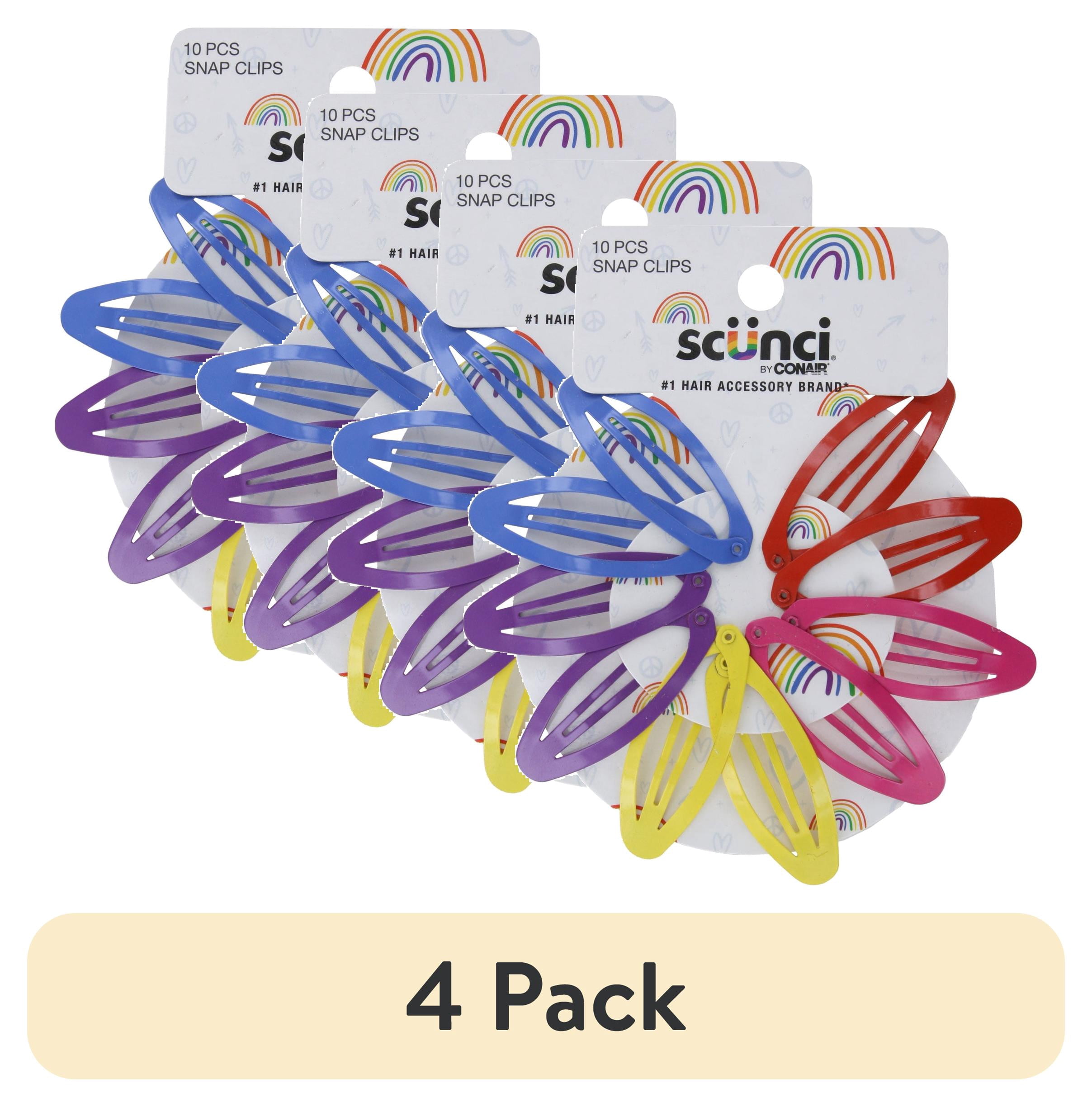 (4 pack) Scunci Hair Snap Clips, Assorted Colors, 10-Pieces