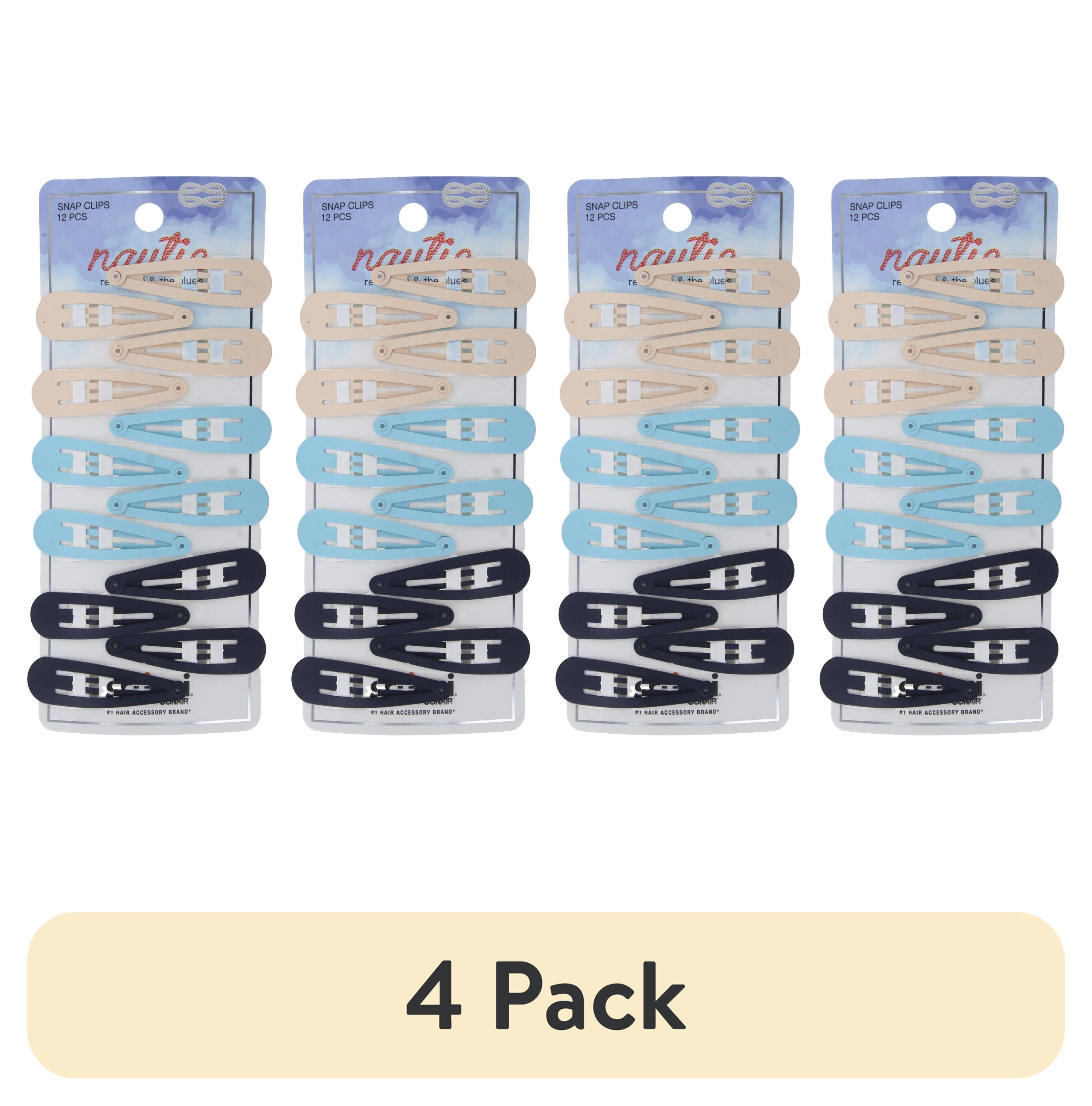 (4 pack) Scunci Nautie Hair Snap Clips, Assorted Colors, 12-Pieces