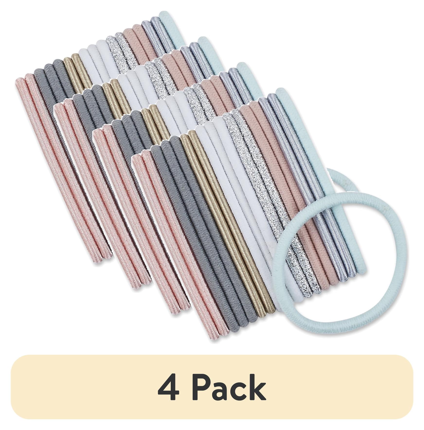 (4 pack) Scunci No-Damage Elastic Stretch Nylon Hairbands in Pastel Colors, 18ct