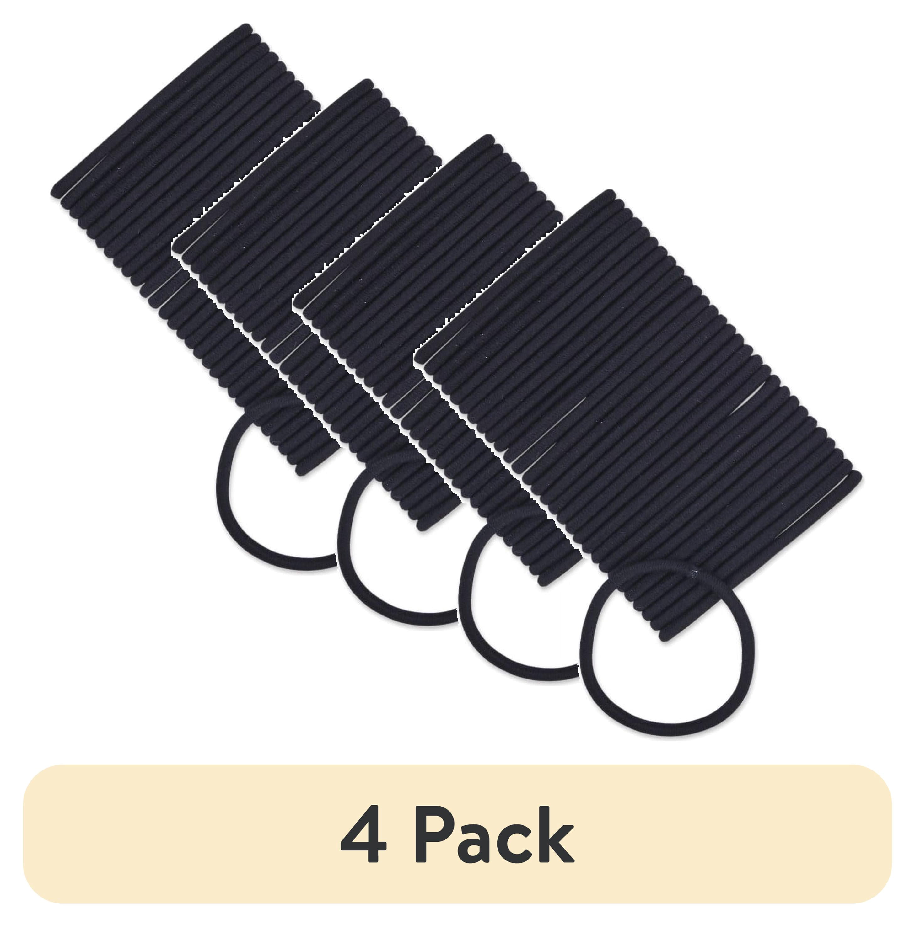 (4 pack) Scunci No-Damage Elastic Stretch Nylon Hairbands in Black, 30ct
