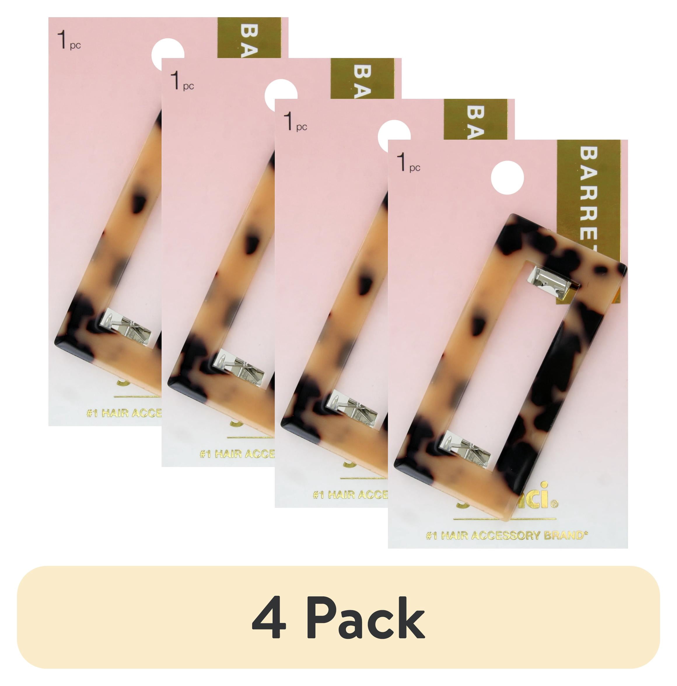 (4 pack) Scunci Open Center Hair Barrette, Tortoise, 1-Piece