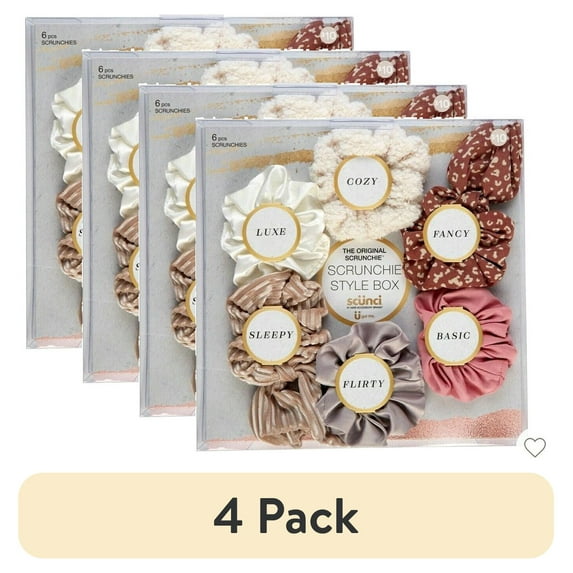 (4 pack) Scunci The Original Scrunchie Style Box, Assorted, 6-Pieces