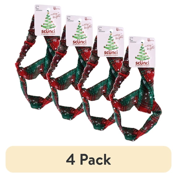 (4 pack) Scunci U Got This Merry & Bright Holiday Headwrap, 1-Piece