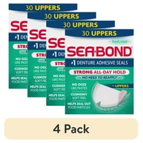 (4 pack) Sea-Bond Secure Denture Adhesive Seals, Fresh Mint Uppers, All-Day-Hold, Mess-Free, 30 Count