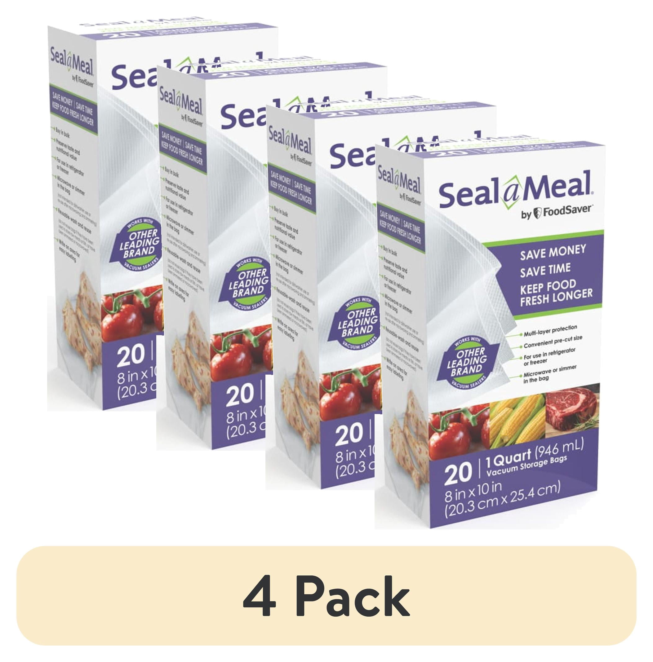 (4 pack) Seal-a-Meal 1-Quart Vacuum Seal Bags for Seal-a-Meal and FoodSaver Vacuum Sealers, 20 Pack, Plastic