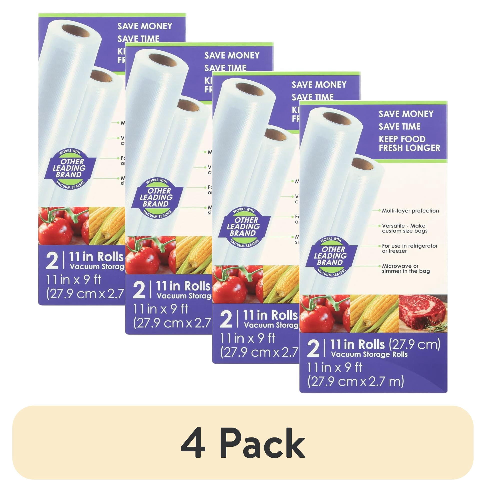 (4 pack) Seal-a-Meal 11" x 9' Vacuum Seal Rolls for Seal-a-Meal and FoodSaver Vacuum Sealers, 2 Pack, Clear