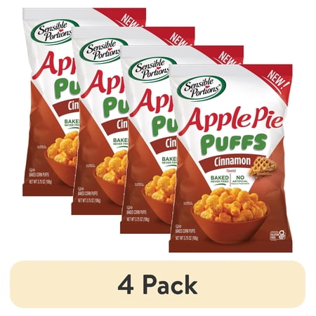(4 pack) Sensible Portions Gluten-Free Cinnamon Apple Pie Snack Puffs, 3.75 oz