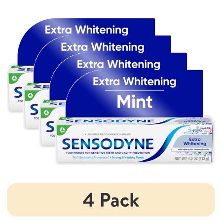 (4 pack) Sensodyne Extra Whitening Sensitive Toothpaste, Mint, 4 Oz, for Adults