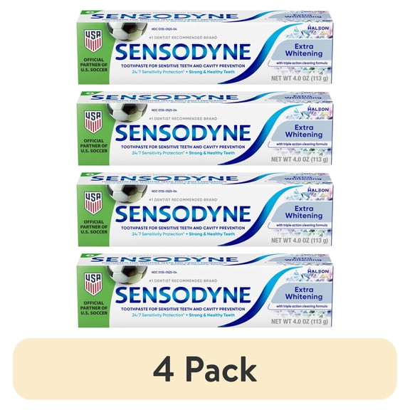 (4 pack) Sensodyne Extra Whitening Sensitive Toothpaste, Mint, 4 Oz, for Adults
