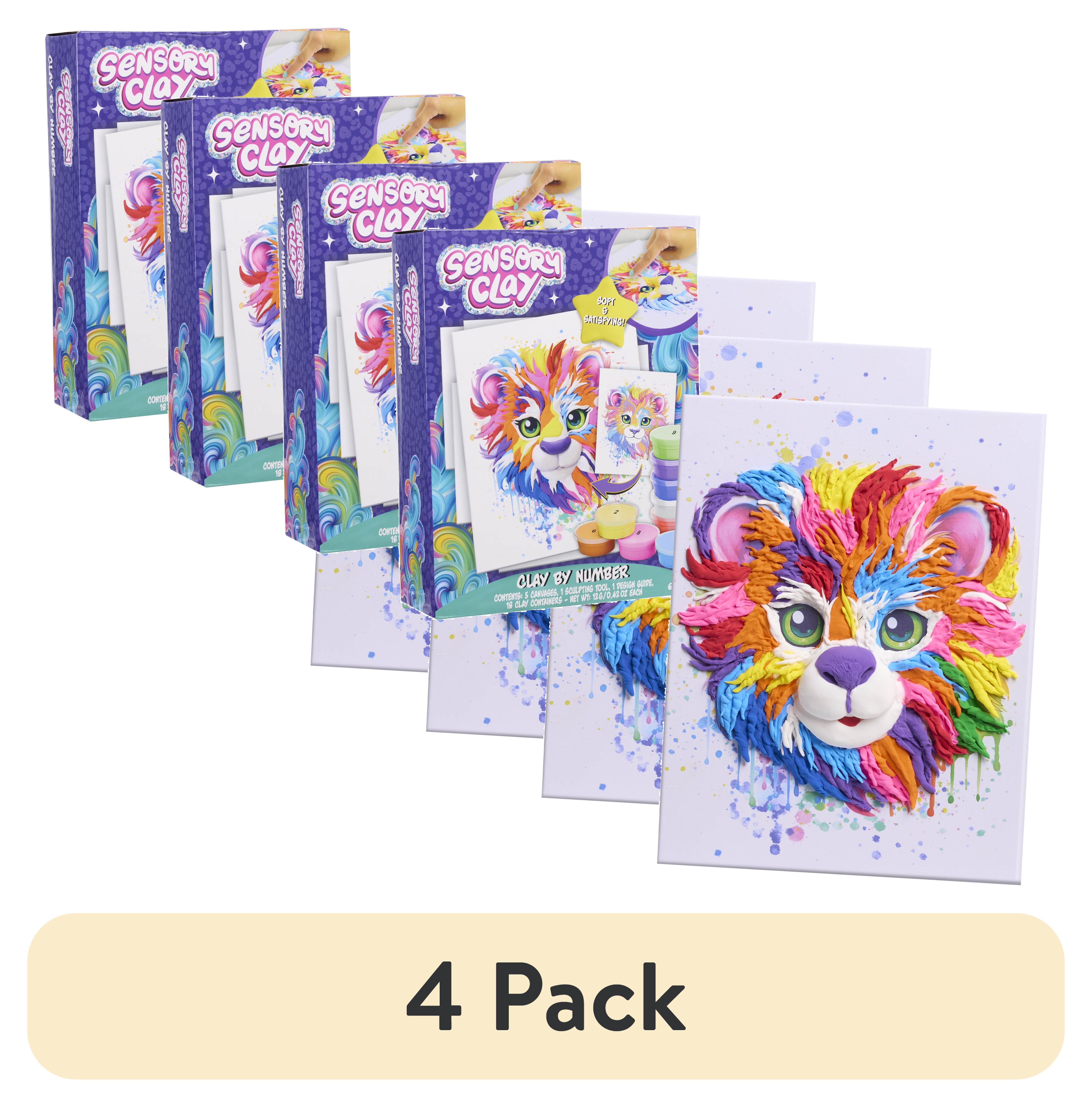 (4 pack) Sensory Clay by Numbers Basic Kit Lion & Friends, 25-piece Arts and Crafts Kit, Kids Toys for Ages 6 Up