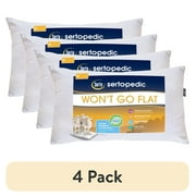 (4 pack) SertaPedic Won't Go Flat King Pillow, By Serta