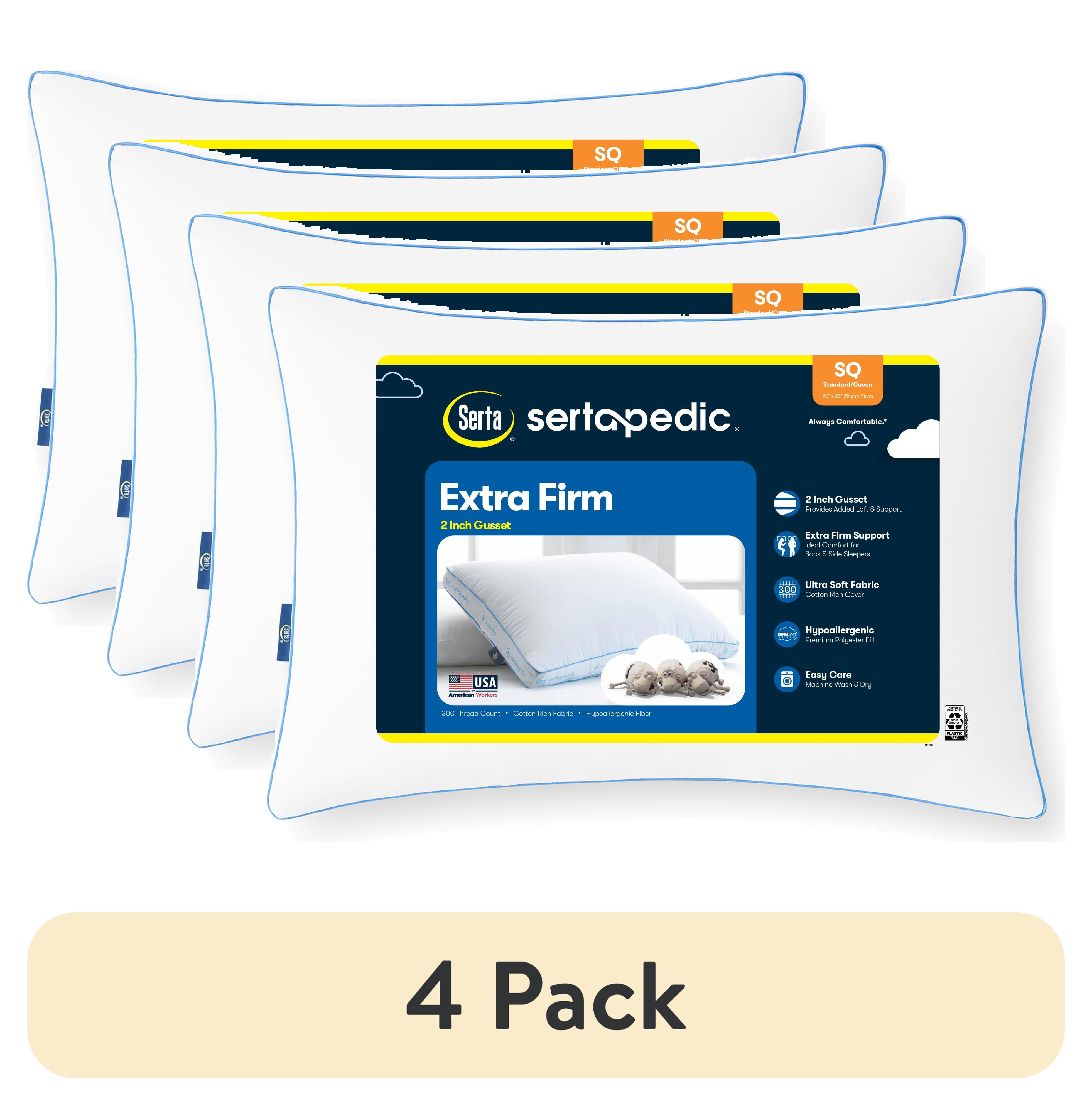 (4 pack) Sertapedic Extra Firm Standard/Queen Bed Pillow, Hypoallergenic - Walmart.com