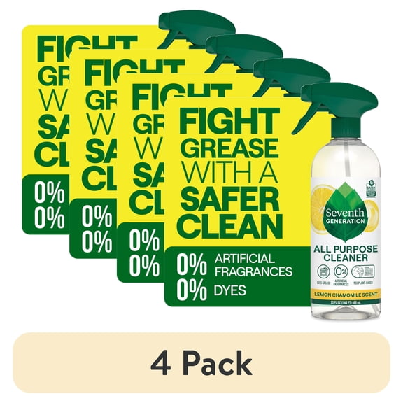(4 pack) Seventh Generation Multi Surface All Purpose Cleaning Spray, Lemon Chamomile Citrus, 23 fl oz