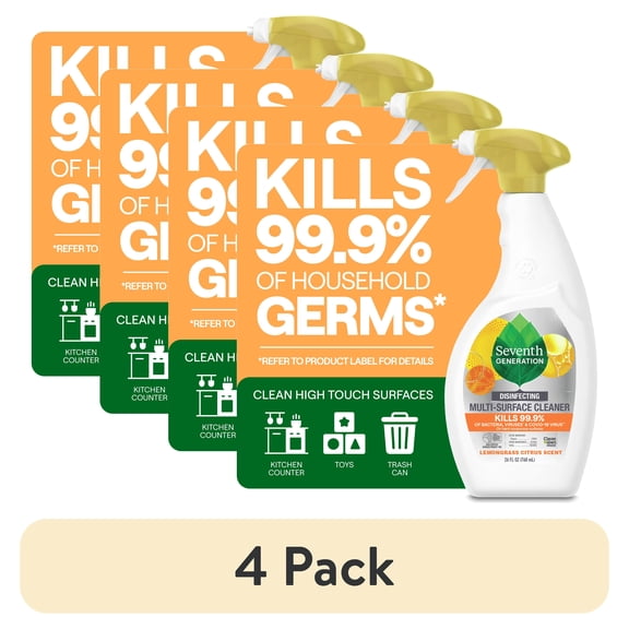 (4 pack) Seventh Generation Disinfectant Spray All Purpose Cleaner Lemongrass Citrus, 26 fl oz​