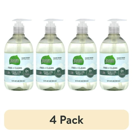 (4 pack) Seventh Generation Liquid Hand Soap Free & Clean Unscented Hand Soap Fragrance Free 12 oz