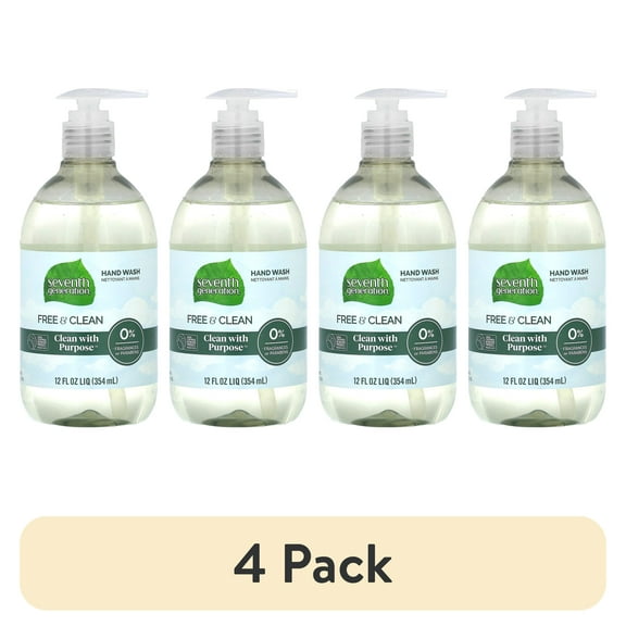 (4 pack) Seventh Generation Liquid Hand Soap Free & Clean Unscented Hand Soap Fragrance Free 12 oz