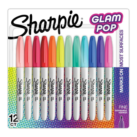 (4 pack)Sharpie Glam Pop Permanent Markers, Fine Point, 12 Count