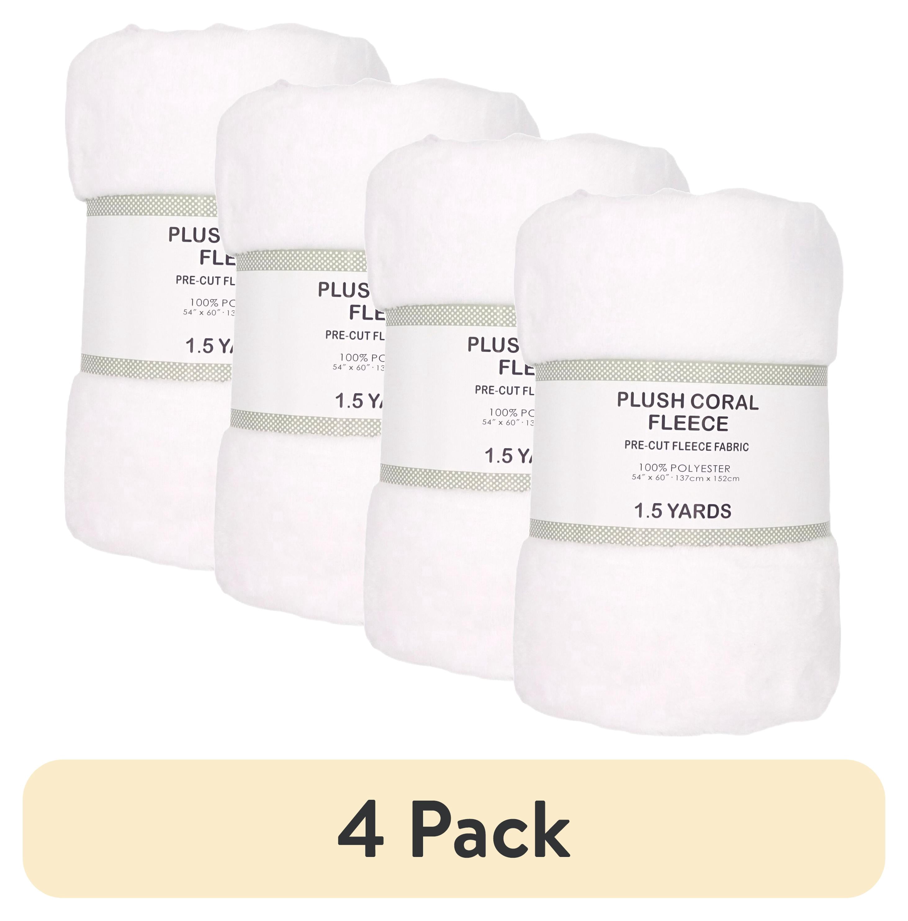 (4 pack) Shason Textile 1.5 Yard Cut Plush Coral Fleece Fabric, White, 54" Wide for Sewing & Crafts