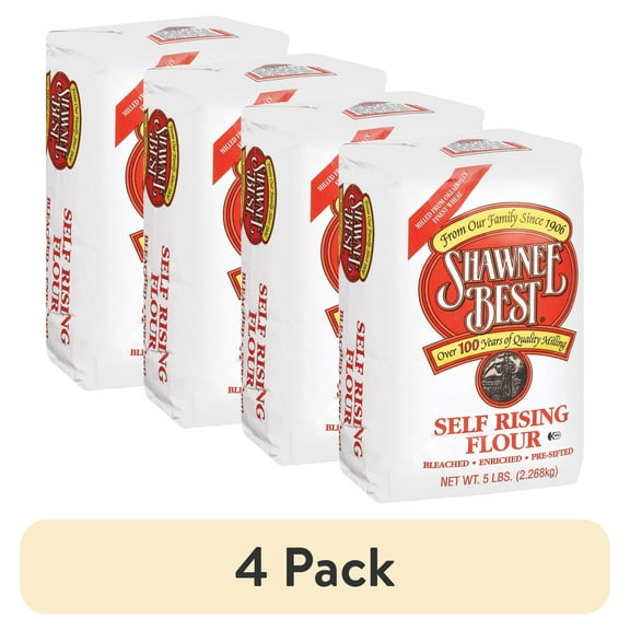 (4 pack) Shawnee Best Self-Rising Flour, 5 lb Bag Easy Biscuit and Quick Bread Flour