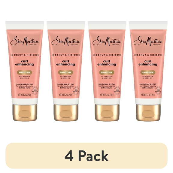 (4 pack) SheaMoisture Coconut & Hibiscus Curl Enhancing for Thick, Curly Hair Smoothie to Reduce Frizz, 3.2 oz